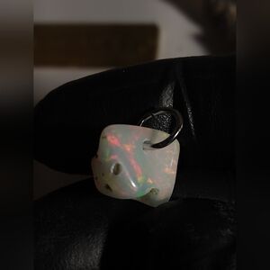 Natural Tumble Polished White Base Opal Pendant